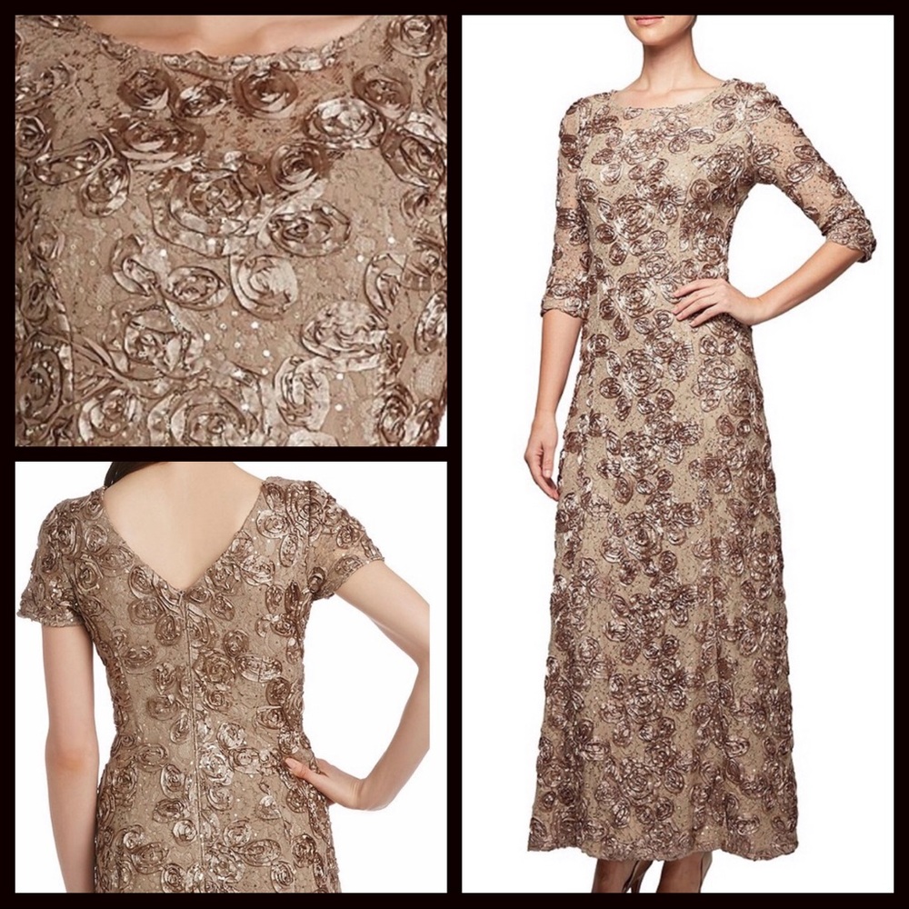 NWT Alex Evenings Rosette A-Line Dress